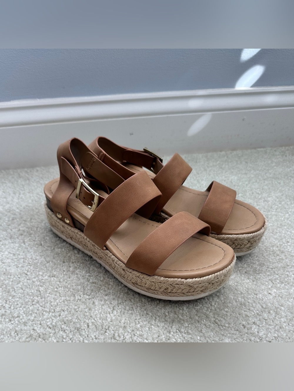 SHEIN Women’s Tan Platform Espadrille Sandals